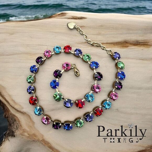 Handcrafted cup chain necklace with Swarovski crystal - Picture 1 of 7